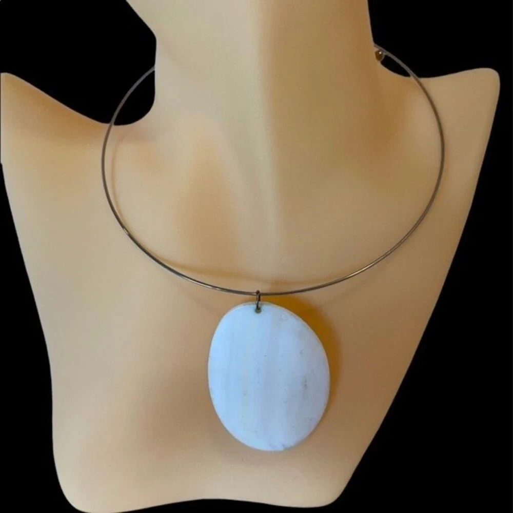 Genuine Mother of Pearl Silver Choker With Comfortable 17.5” Circumference.